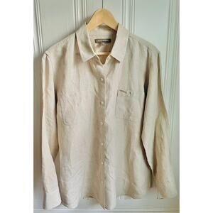 Tommy Bahama Coastalina 100% Linen Relaxed Long Sleeve Top Natural
